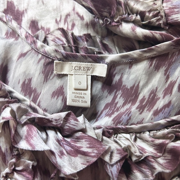 J. Crew 100% Silk Ruffled Blouse Top Shirt Tank Asymmetrical Neutral Colours - Picture 14 of 16
